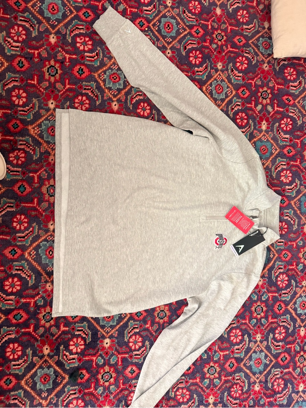 adidas Light Gray Women's Quarter-Zip Pullover with Embroidered Logo